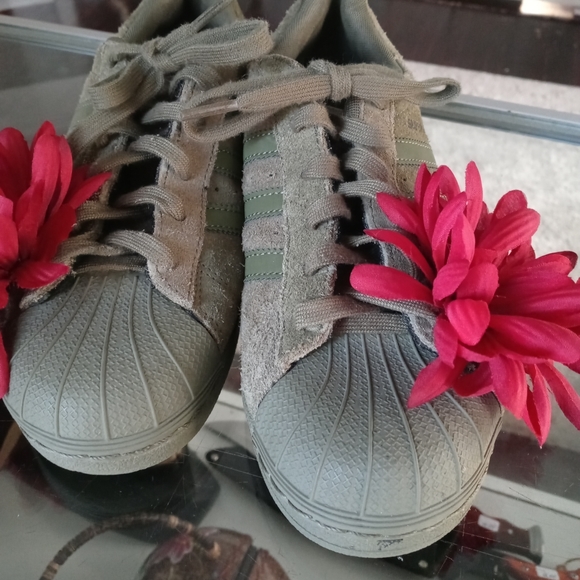 adidas | Shoes | Adidas Superstar Army Green Suede | Poshmark